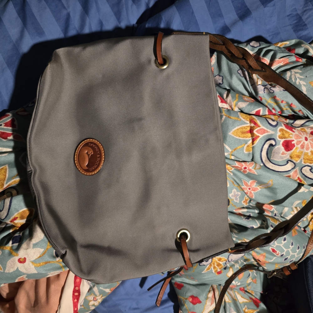 Dooney & Bourke Gray Backpack with Brown Accents